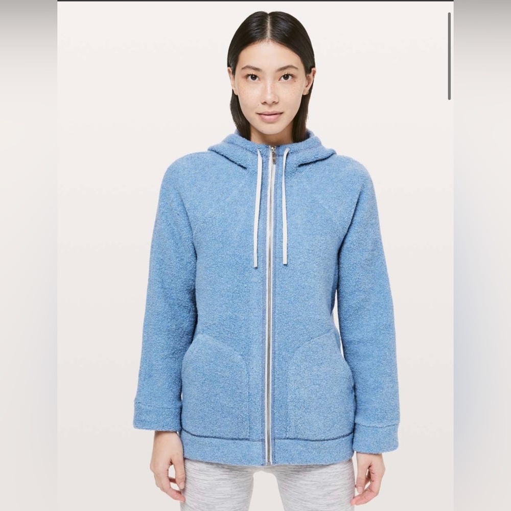 Lululemon So Sherpa Hooded Jacket Size 6.  In Heathered Lunar Eclipse.